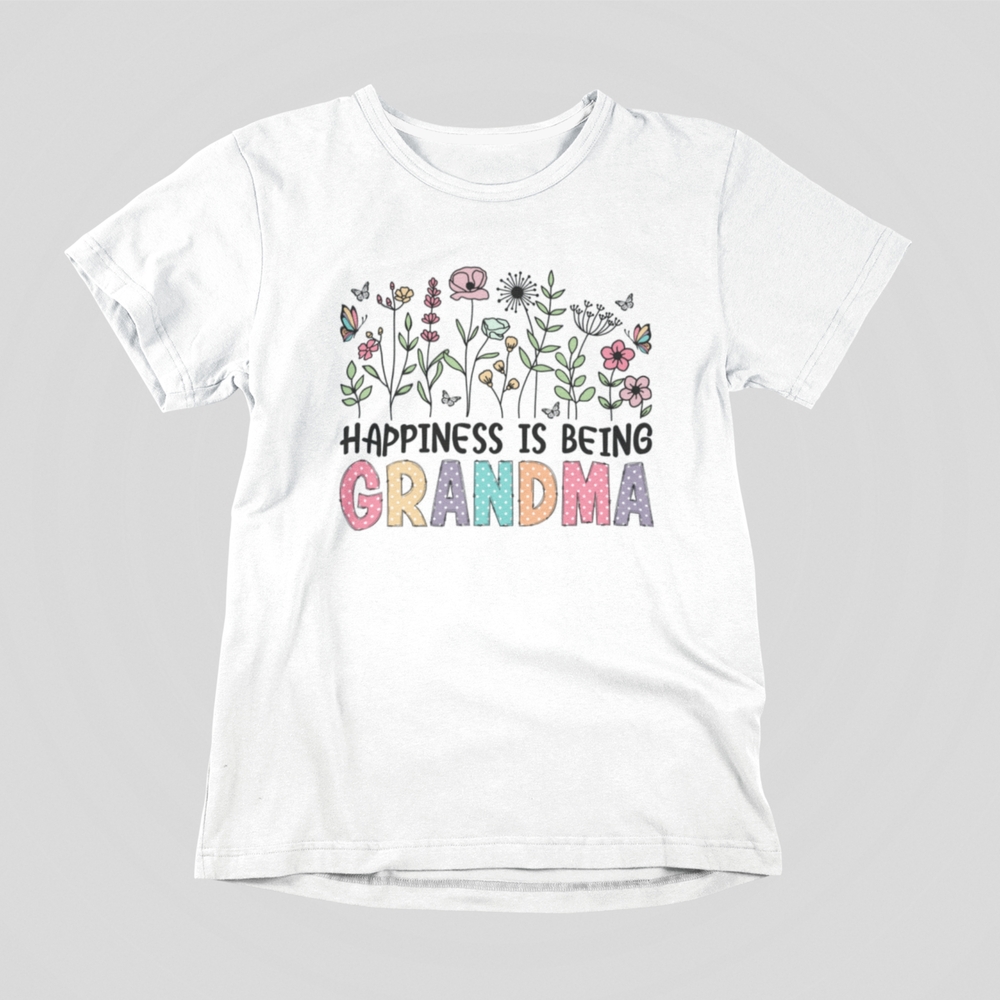 Happiness Is Being a Grandma T-Shirt, Cute Gift for Grandmothers, Birthday Gif